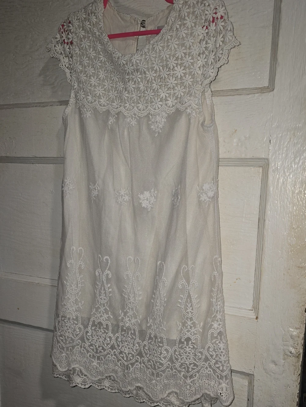 Sixpence Boutique Off White Crochet Lace Girls' Summer Dress Vintage